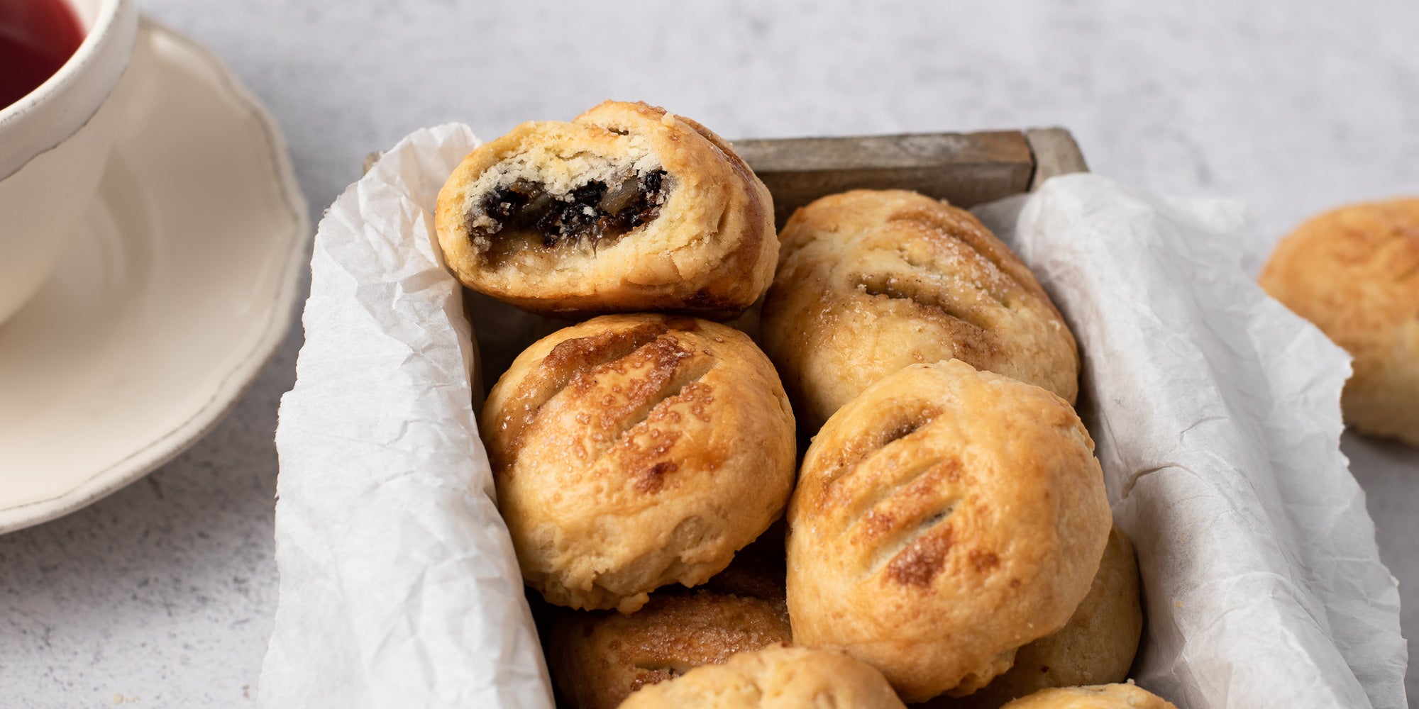 Flaky, gooey Eccles cakes, perfect with tea.